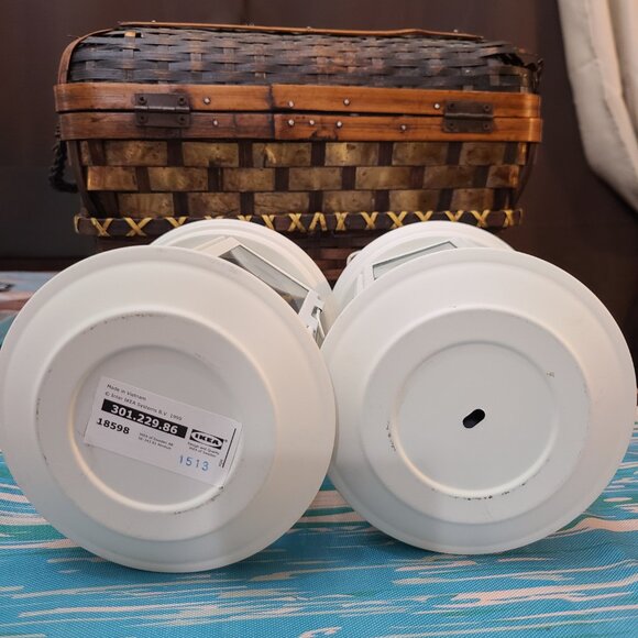 Pair Of Ikea Rotera Hanging Tea Light Votive Lanterns Ivory Snowflake Design - Picture 11 of 11